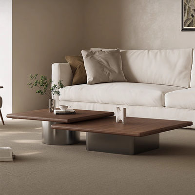 Walnut Wood Coffee Table Wood Top Square Coffee Table With Stainless Steel Base