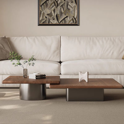 Walnut Wood Coffee Table Wood Top Square Coffee Table With Stainless Steel Base