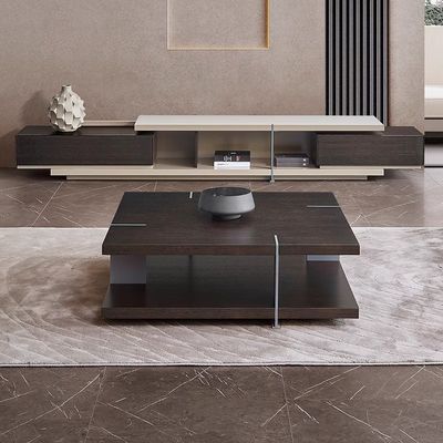 Oak Wood Coffee Table Square Coffee Table With Stainless Steel Legs