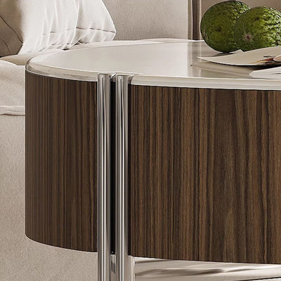 Ceramic Top Round Coffee Table Wood Table Home Use