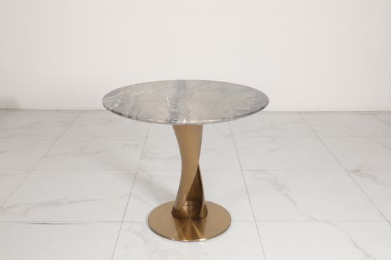 Natural Marble Top Coffee Table with Customizable Stainless Steel Legs