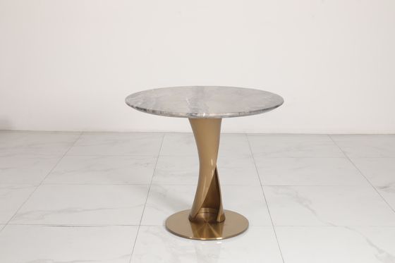Natural Marble Top Coffee Table with Customizable Stainless Steel Legs