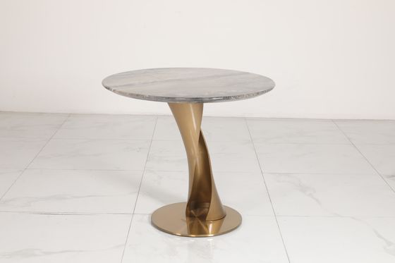 Natural Marble Top Coffee Table with Customizable Stainless Steel Legs