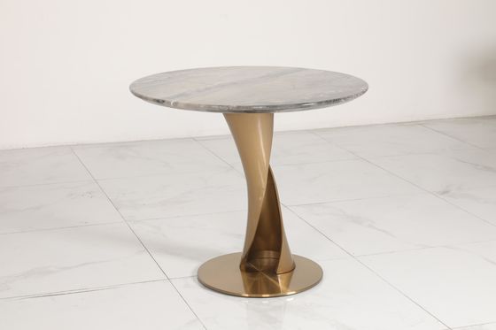 Natural Marble Top Coffee Table with Customizable Stainless Steel Legs