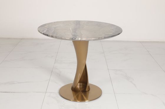 Natural Marble Top Coffee Table with Customizable Stainless Steel Legs