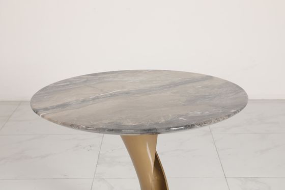 Natural Marble Top Coffee Table with Customizable Stainless Steel Legs