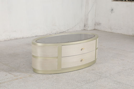 Elegant Wood Top Coffee Tea Table Modern Wood Stainless Steel Frame Matte Finish
