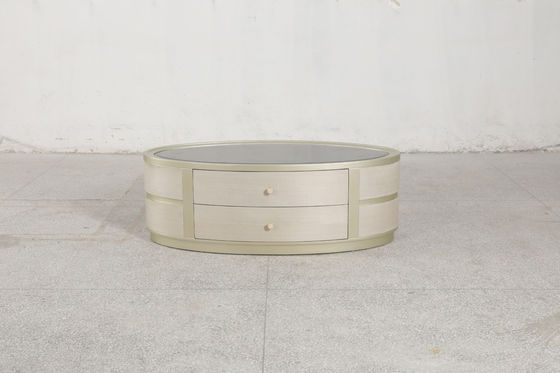 Elegant Wood Top Coffee Tea Table Modern Wood Stainless Steel Frame Matte Finish