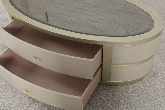Elegant Wood Top Coffee Tea Table Modern Wood Stainless Steel Frame Matte Finish