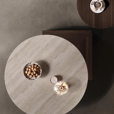 Stone Central Coffee Table Natural Stone Top Wood Legs For Living Room And Hotel Use