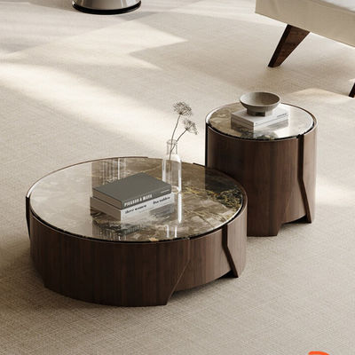 Marble Central Coffee Table Natural Stone Top Wood Legs For Living Room And Hotel Use