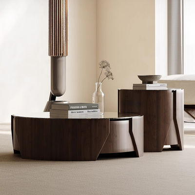 Marble Central Coffee Table Natural Stone Top Wood Legs For Living Room And Hotel Use