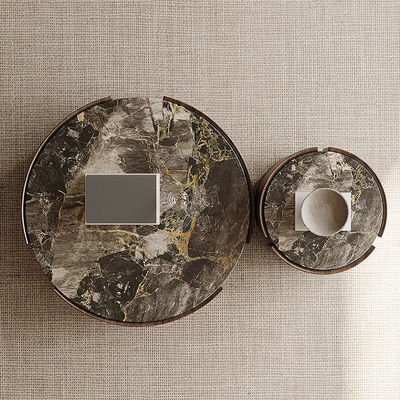 Marble Central Coffee Table Natural Stone Top Wood Legs For Living Room And Hotel Use