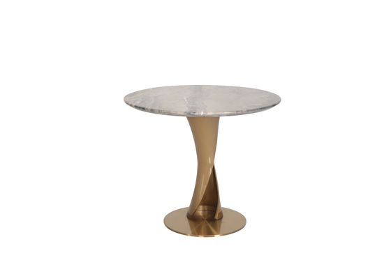 Natural Marble Top End Table With Stainless Steel Base In Minimalism Style