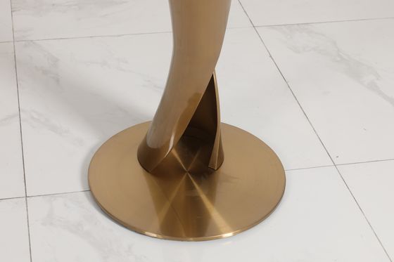 Natural Marble Top End Table With Stainless Steel Base In Minimalism Style