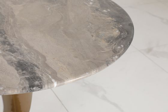 Natural Marble Top End Table With Stainless Steel Base In Minimalism Style