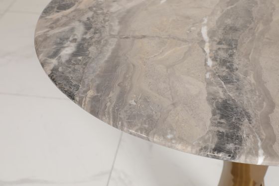 Natural Marble Top End Table With Stainless Steel Base In Minimalism Style
