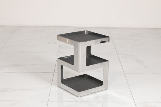 Stainless Steel Coffee End Table Black Glass Top With Mirror Finish Customized Design