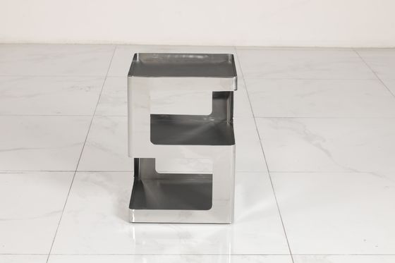 Stainless Steel Coffee End Table Black Glass Top With Mirror Finish Customized Design