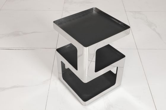 Stainless Steel Coffee End Table Black Glass Top With Mirror Finish Customized Design