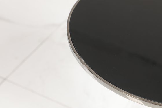 Stainless Steel Coffee End Table Black Glass Top With Mirror Finish Customized Design