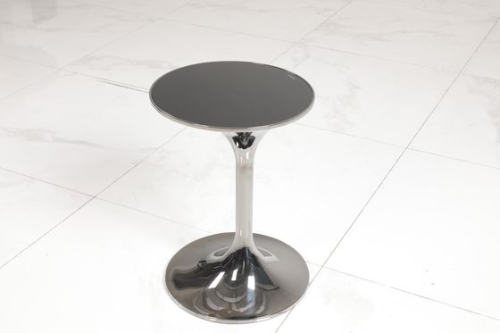 Stainless Steel Coffee End Table Black Glass Top With Mirror Finish Customized Design
