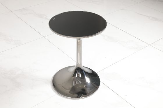 Stainless Steel Coffee End Table Black Glass Top With Mirror Finish Customized Design