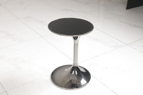 Stainless Steel Coffee End Table Black Glass Top With Mirror Finish Customized Design