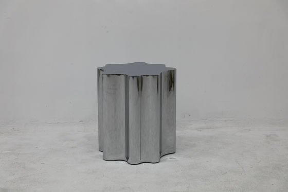 End Table Metal Stainless Steel With Shiny Finish
