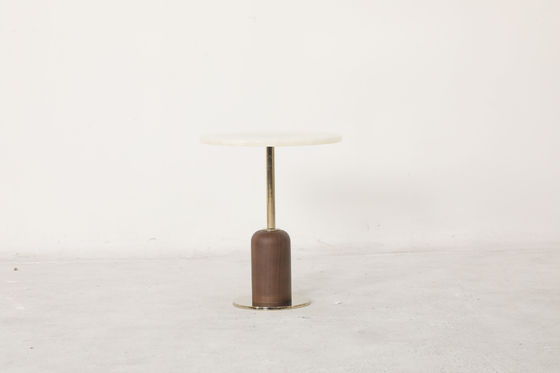 Natural Marble Top Round End Table Stainless Steel Base