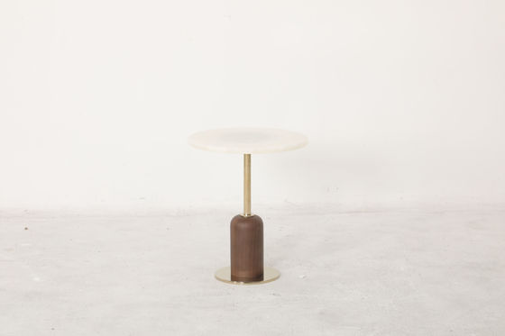 Natural Marble Top Round End Table Stainless Steel Base