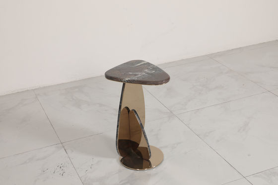 Customized Stainless Steel Marble Coffee End Table With Assembly Required And Modern Minimalism Style