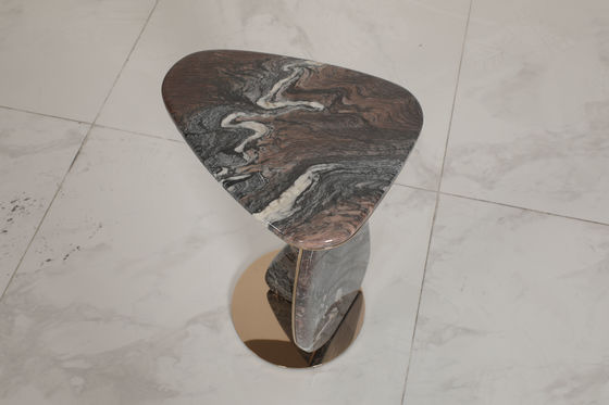 Customized Stainless Steel Marble Coffee End Table With Assembly Required And Modern Minimalism Style