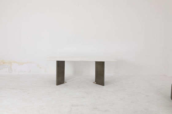 Contemporary Marble Top Dining Tables With Stainless Steel Base