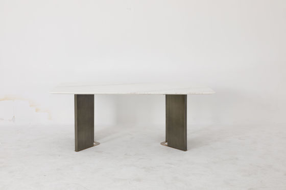 Contemporary Marble Top Dining Tables With Stainless Steel Base