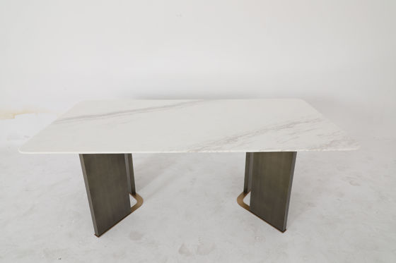 Contemporary Marble Top Dining Tables With Stainless Steel Base