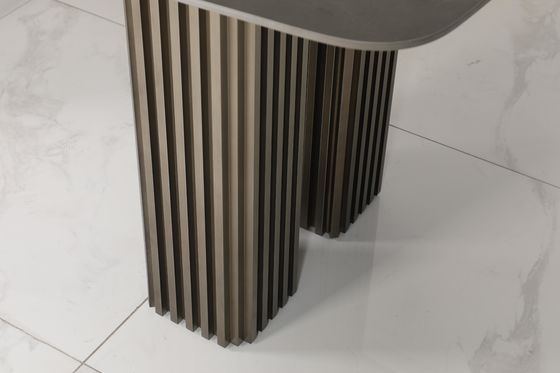 Customized Ceramic Top Dining Table With Stainless Steel Base Bronze Finish