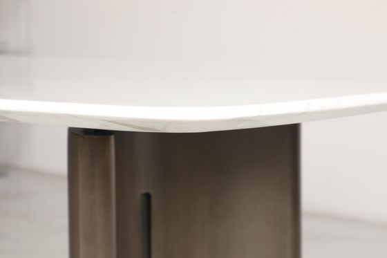 Contemporary Marble Dining Tables With Marble Top Stainless Steel Base Home Use