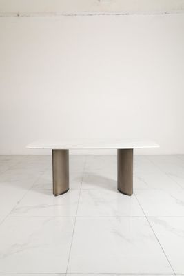 Contemporary Marble Dining Tables With Marble Top Stainless Steel Base Home Use