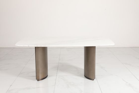 Contemporary Marble Dining Tables With Marble Top Stainless Steel Base Home Use