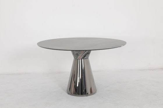 Stainless Steel Base Dining Tables With Natural Marble Top And Customizable Base