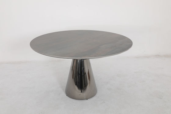 Stainless Steel Base Dining Tables With Natural Marble Top And Customizable Base