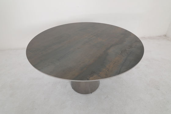 Stainless Steel Base Dining Tables With Natural Marble Top And Customizable Base