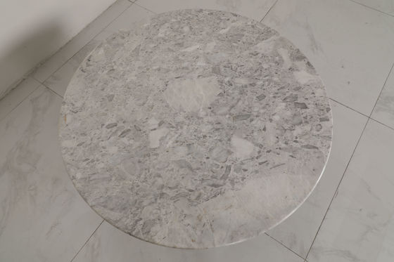 Customized Natural Marble Top Indoor Dining Table Stainless Steel Base With Bronze Finish
