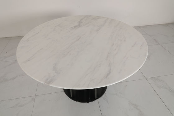 Stylish Industrial Marble Dining Tables With Customizable Stainless Steel Base