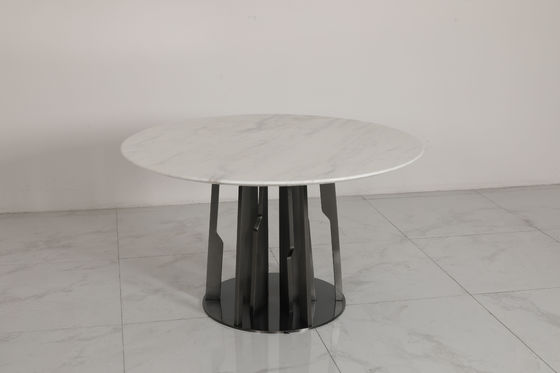 Stylish Industrial Marble Dining Tables With Customizable Stainless Steel Base