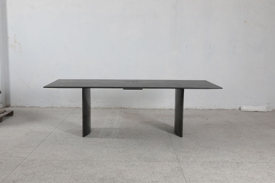 Modern Rectangle Dining Table With Customizable Top And Stainless Steel Base