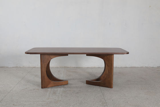 Modern Oak Wood Top Dining Table Customized Wood Finish Rectangle