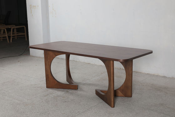 Modern Oak Wood Top Dining Table Customized Wood Finish Rectangle