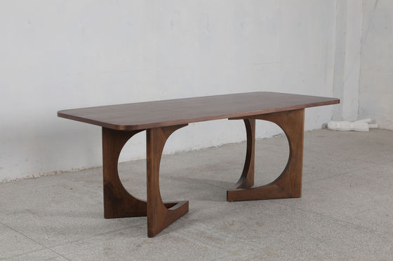 Modern Oak Wood Top Dining Table Customized Wood Finish Rectangle